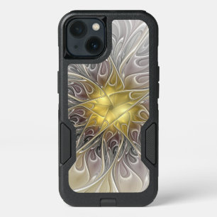 Flourish With Gold Modern Abstract Fractal Flower