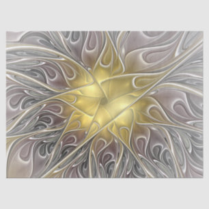Flourish With Gold Modern Abstract Fractal Flower Tissue Paper