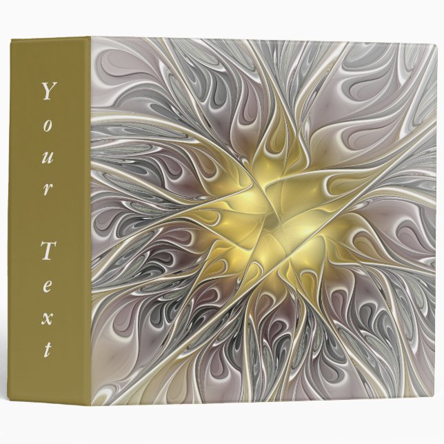 Flourish With Gold Modern Abstract Fractal Text Binder (Front/Spine)