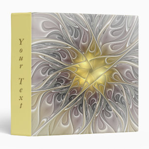 Flourish With Gold Modern Abstract Fractal Text Binder