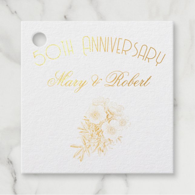 Flourished 50th anniversary - personalized  favour tags (Front)
