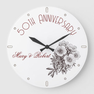 Flourished 50th anniversary - personalized large clock