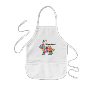 Flourished Easter Bunny Silhouette  Kids Apron