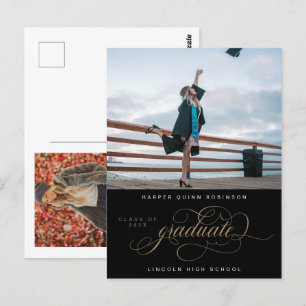 Flourished Elegance Photo Graduation Announcement Postcard
