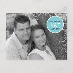 Flourished Monogram - Photo Save the Date Postcard