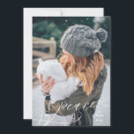 Flourished Peace Overlay Holiday Card<br><div class="desc">This card was designed as a holiday wish for peace in a simple,  elegant overlay to showcase a beautiful family photo.  The backer can also be customized to show an additional family photo with a custom colour background in place of the stripe default.</div>