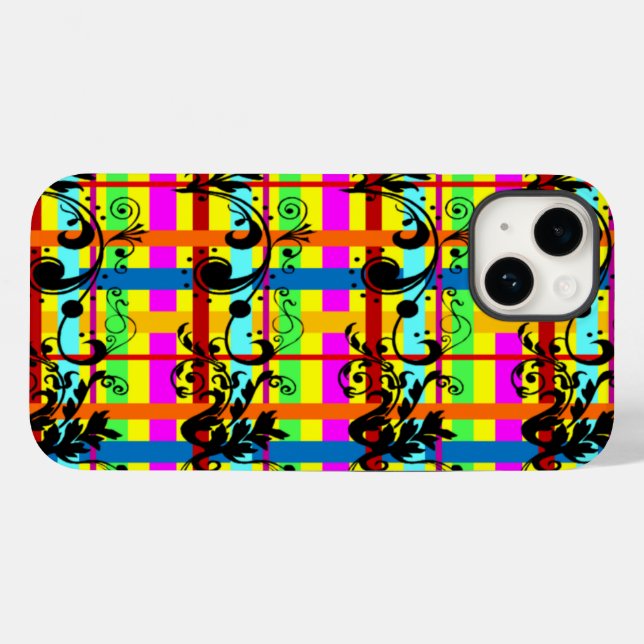 Flourished Pop Plaid Case-Mate iPhone Case (Back (Horizontal))