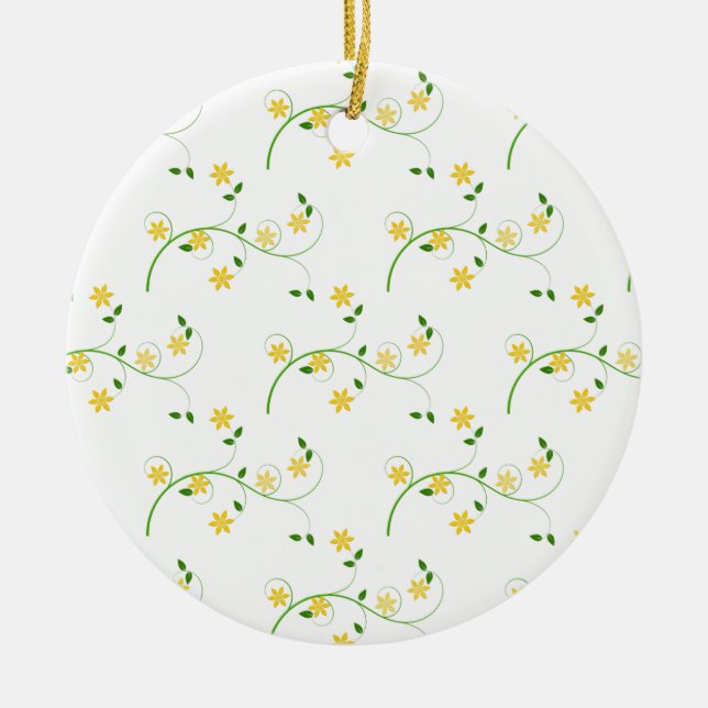 Flourishes and Flowers Ceramic Ornament (Front)