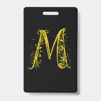 Flourishing Letter M Badge