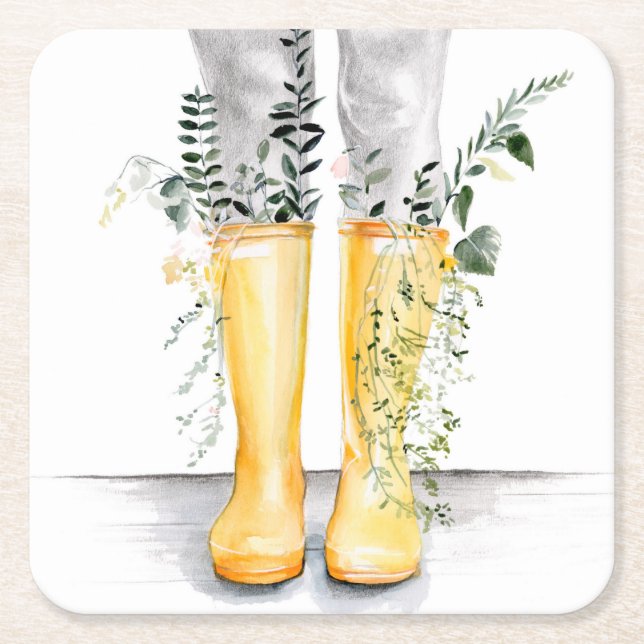 Flow & Grow I Square Paper Coaster (Front)