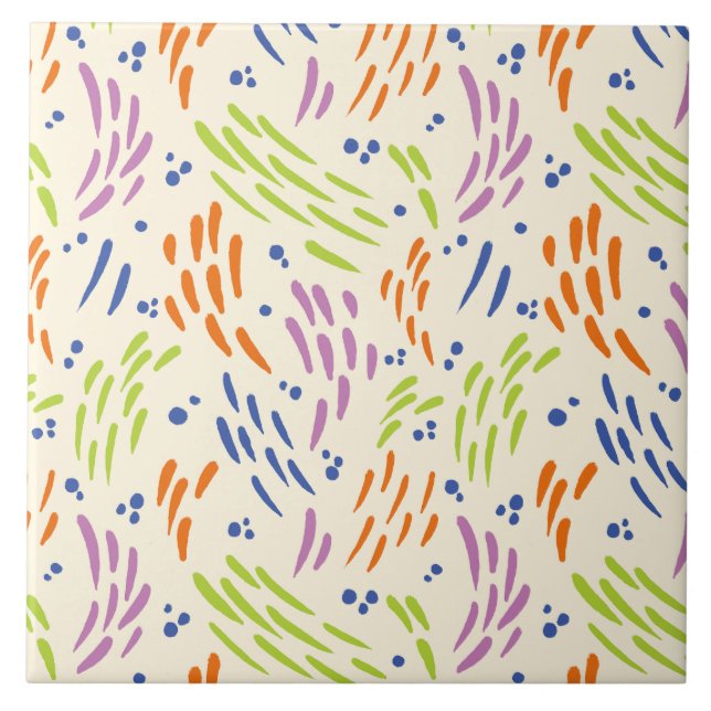 Flow in Blue, Orange, Purple, Green, and Cream Tile (Front)