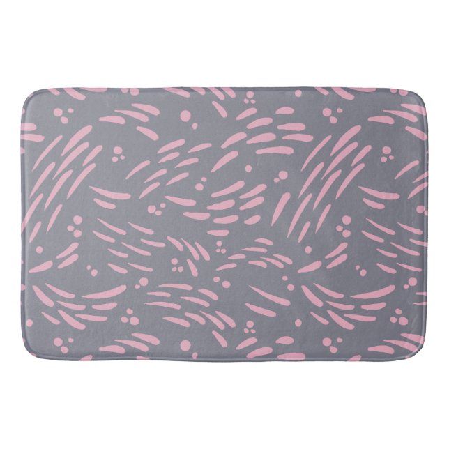 Flow in Grey and Pink Bath Mat (Front)