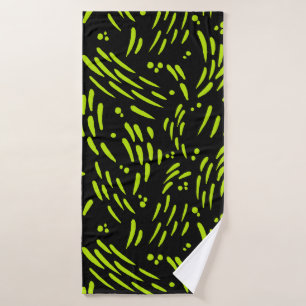 Flow in Lime Green and Black Bath Towel