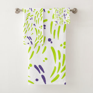 Flow in Lime Green and Purple Bath Towel Set