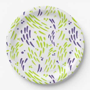 Flow in Lime Green and Purple Paper Plate