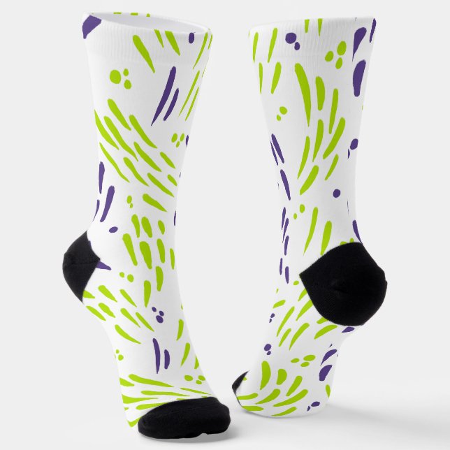 Flow in Lime Green and Purple Socks (Angled)