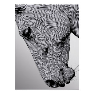 Flow of the Wild Minimalist Line Art Horse Poster