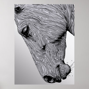 Flow of the Wild Minimalist Line Art Horse Poster