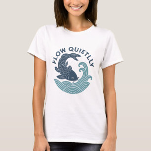 Flow Quietly Koi Fish Water Emblem T-Shirt