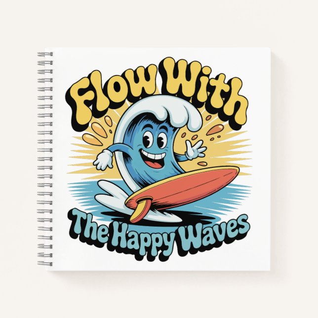 Flow With The Happy Waves Surf Journal (Front)