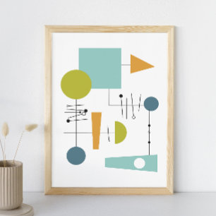Flowchart Geometric Shapes Mid Century Art Poster