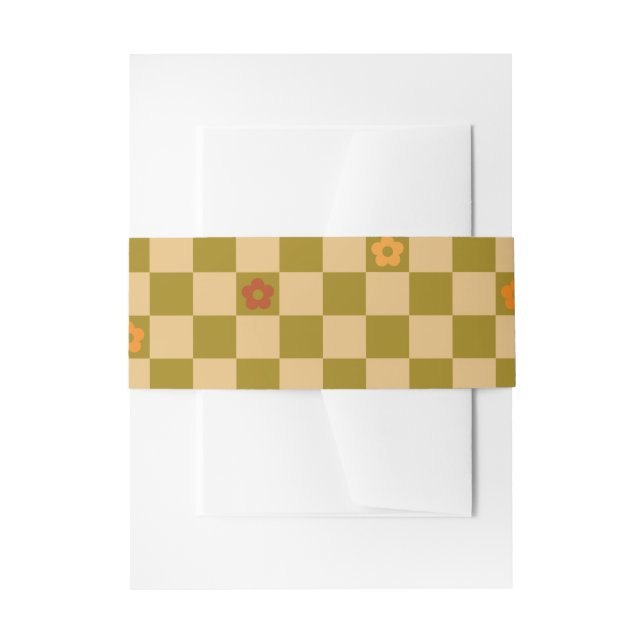 Flowe Checkered Pattern - No. 02 Invitation Belly Band (Front Example)
