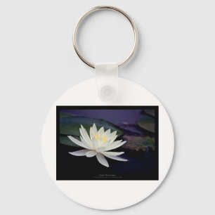 Flower 039 White Water Lily Keychain