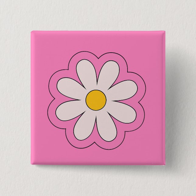 Flower 2 Inch Square Button (Front)