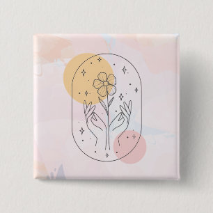 Flower 2 Inch Square Button