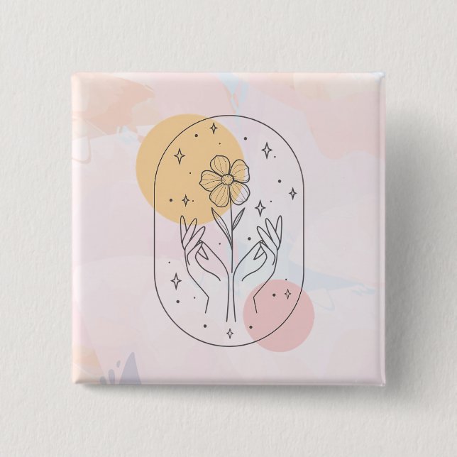 Flower 2 Inch Square Button (Front)