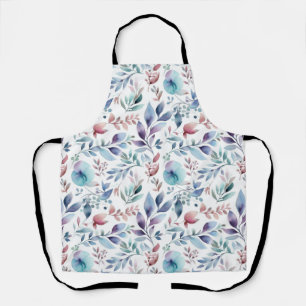 Flower Abstract Blue Pink Watercolor Apron