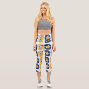 Flower abstract pattern capri leggings