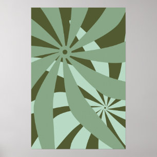 Flower Abstract Retro Green Poster