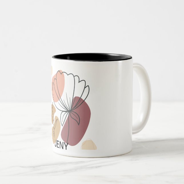 Flower Abstract Two-Tone Coffee Mug (Front Right)