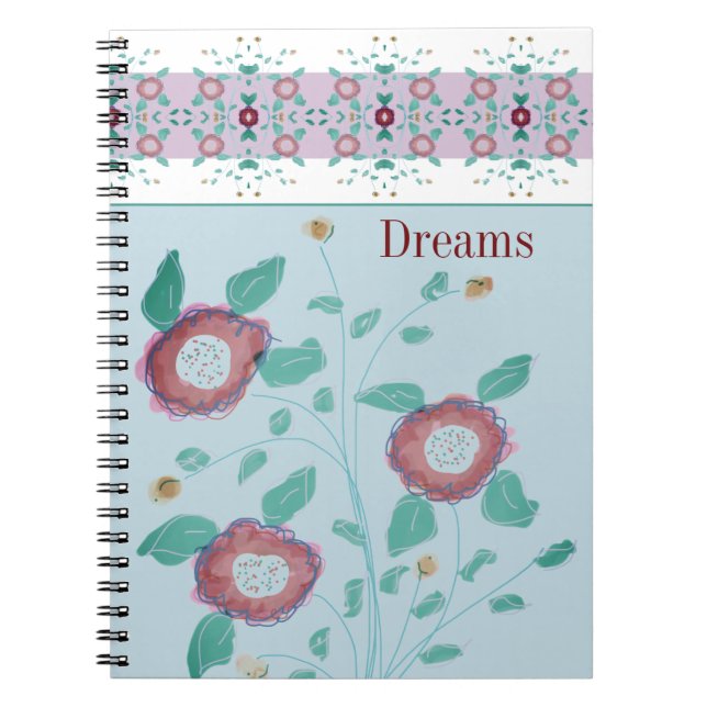 Flower accented with pattern designer notebook (Front)