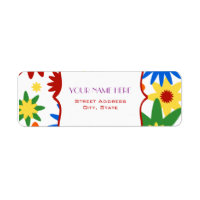 Flower Address Label - Bright Colours