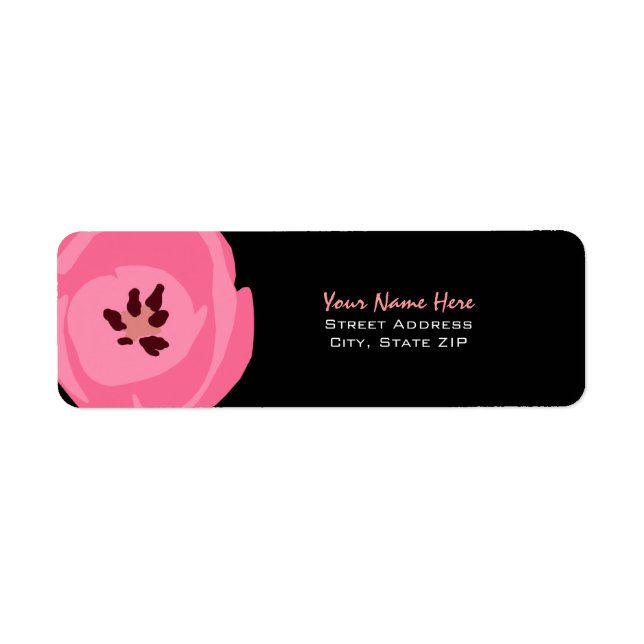 Flower Address Label - Pink Tulip (Front)