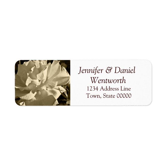 Flower Address Labels Sepia Rose (Front)