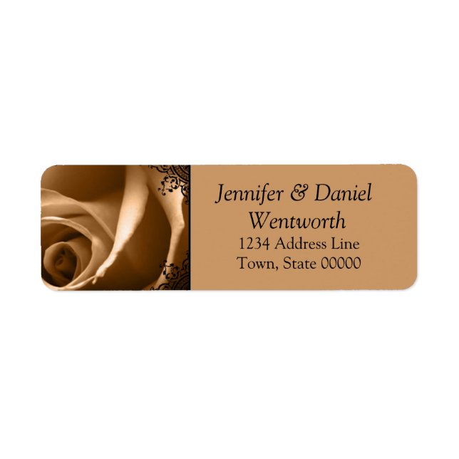 Flower Address Labels Sepia Rose (Front)