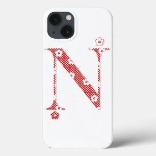 flower alphabet N (red and dots) iPhone 13 Case