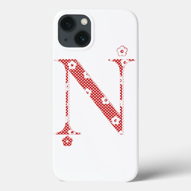 flower alphabet N (red and dots) Case-Mate iPhone Case (Back)