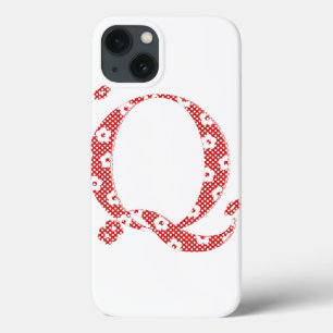 flower alphabet Q (red and dots) iPhone 13 Case