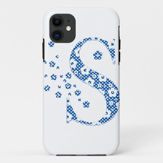 flower alphabet S (blue and dots) Case-Mate iPhone Case (Back)