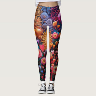 flower and 3d art leggings