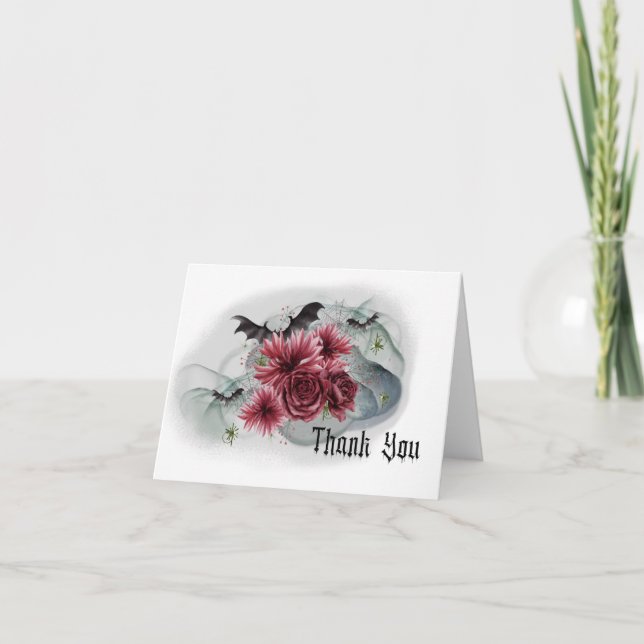 Flower and Bat Thank You Card (Front)