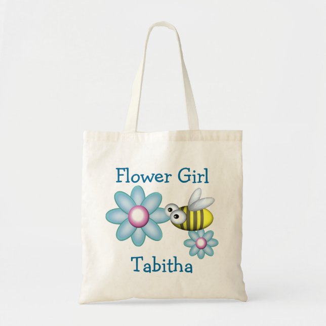 Flower and Bee Flower Girl Tote Bag (Front)