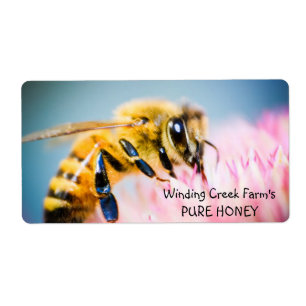 Flower and Bee Personalized Honey Label