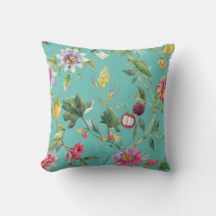 Flower And Birds Colourful Throw Pillow