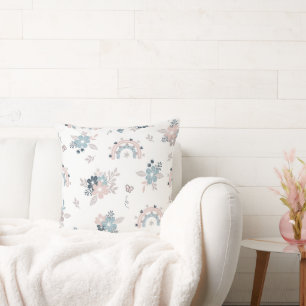 Flower And Boho Seamless Pattern  Throw Pillow