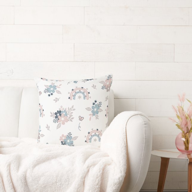 Flower And Boho Seamless Pattern  Throw Pillow (Couch)